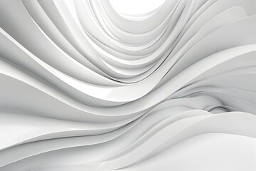 Obraz premium 3D render of an abstract white background with curved lines, empty space for design and presentation