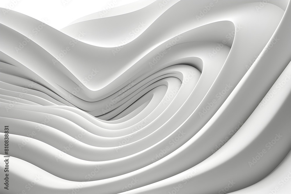 Poster 3d render of an abstract white background with curved lines, empty space for design and presentation