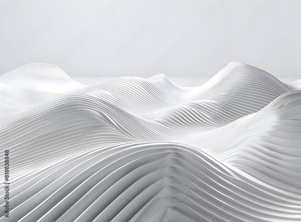 Poster 3d render of an abstract white background with curved lines, empty space for design and presentation