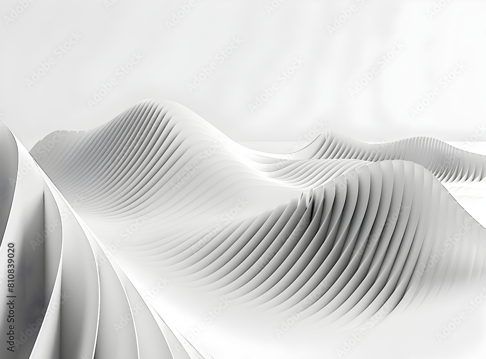 Poster 3d render of an abstract white background with curved lines, empty space for design and presentation