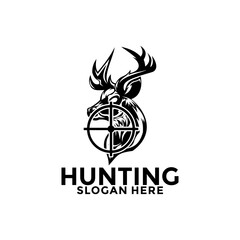 Deer Logo Designs Inspirations, Hunting Deer Antlers Vector Logo Design