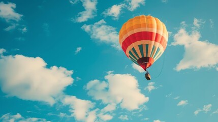 Fototapeta premium A bunch of colorful balloons are floating in the sky on a sunny day