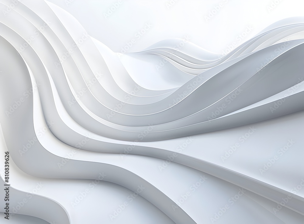 Poster 3d render of a white background with abstract curved lines in the style of various artists