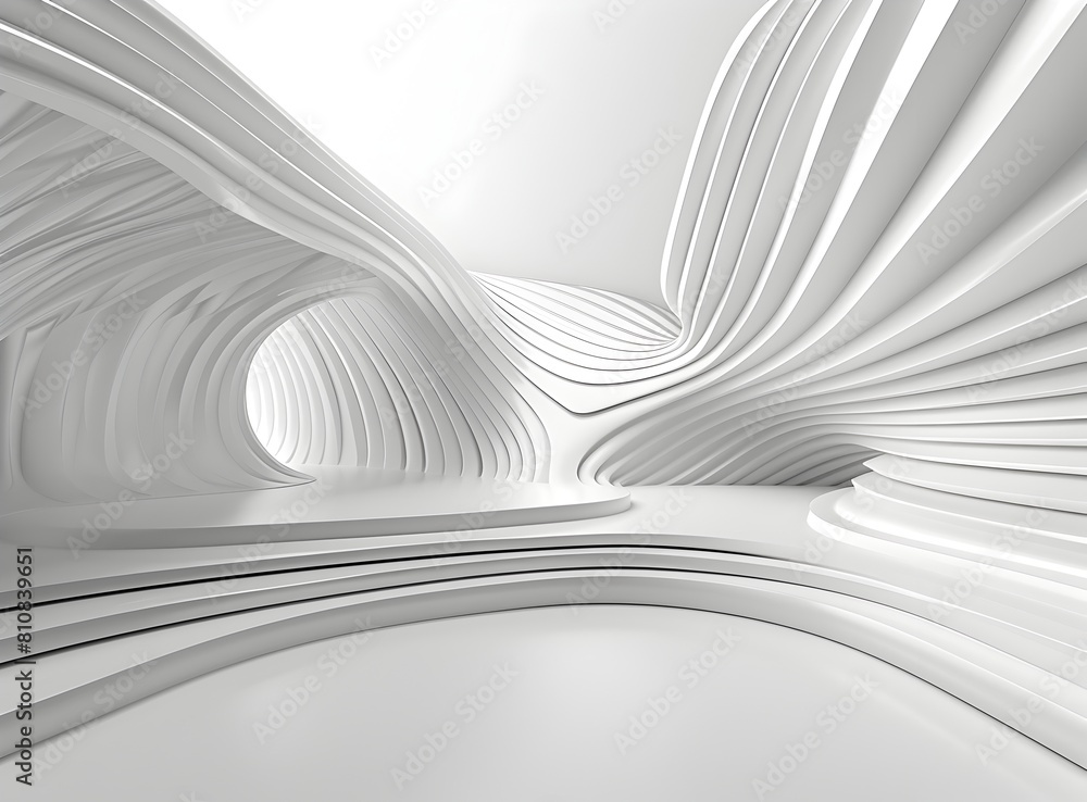 Poster 3d render of a white background with abstract curved lines in the style of various artists