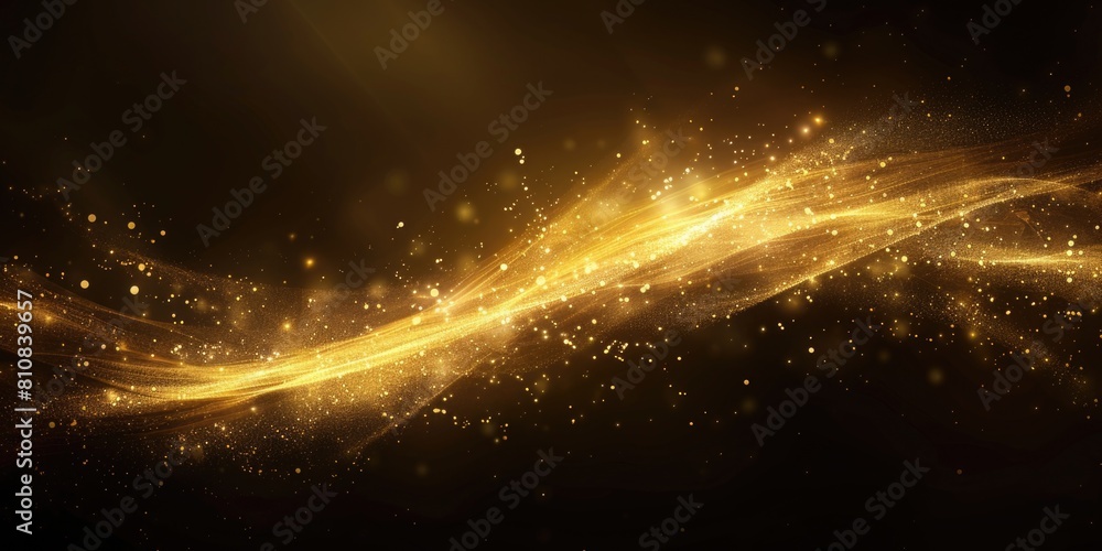 Poster a stunning golden wave of light against a dark background. suitable for various design projects