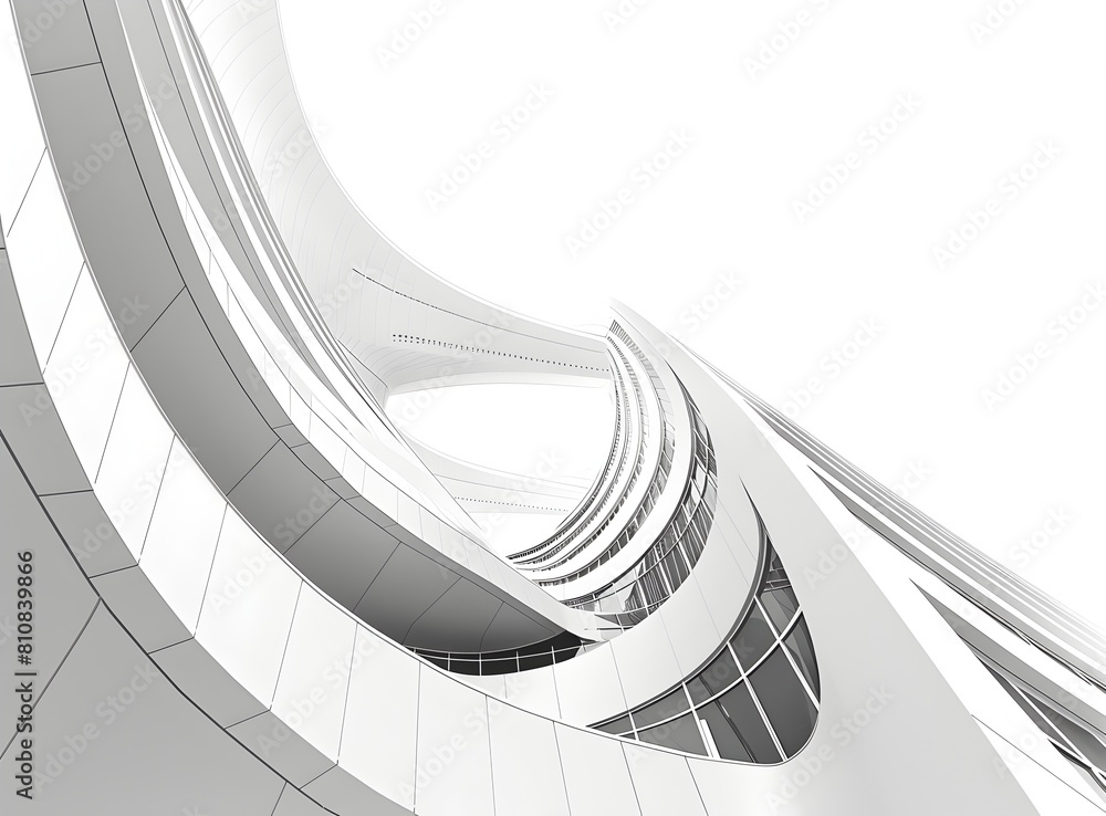 Aufkleber abstract white background with curved lines and shapes
