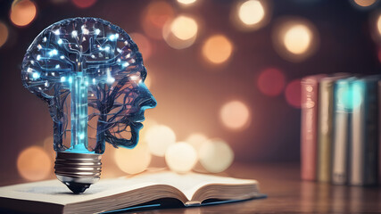 Fototapeta premium Creative concept of human brain. Abstract brain concept Creative brain concept background, Concept of Thinking. AI generated image
