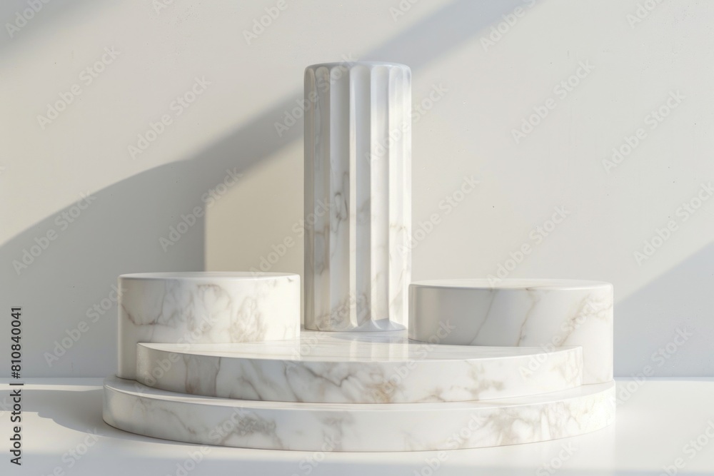 Poster a white marble pedestal with a column on top. ideal for architectural and interior design concepts
