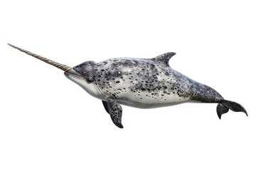 A majestic narwhal with a distinctive long horn. Perfect for educational materials - obrazy, fototapety, plakaty