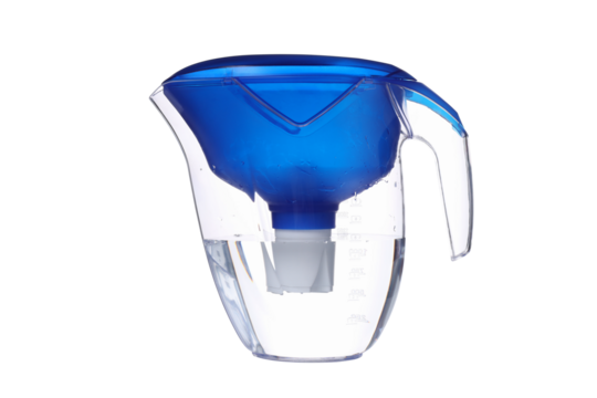 PNG,Water filter with a blue cap, isolated on white background