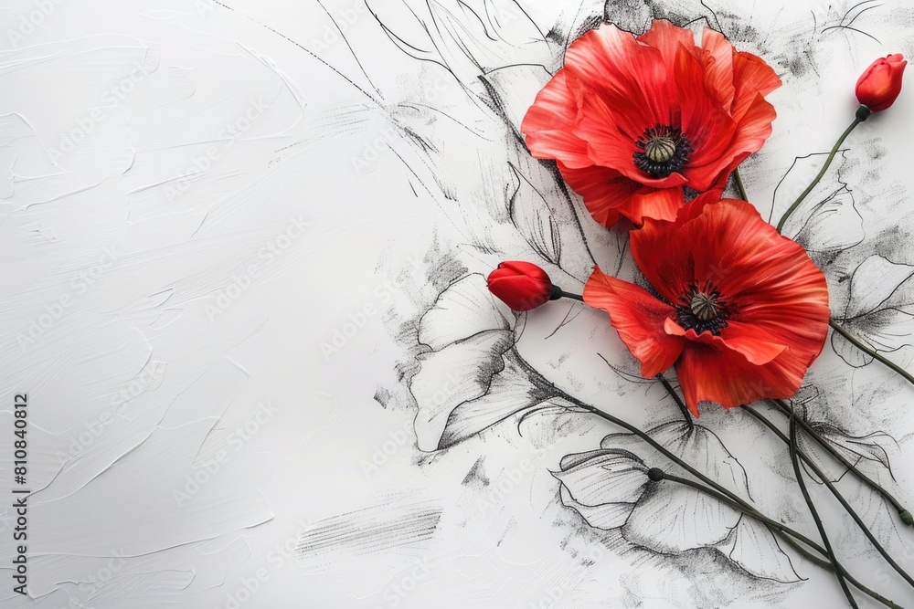 Aufkleber three vibrant red poppies on a clean white background. suitable for various design projects