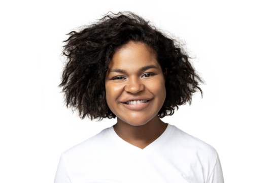 PNG, Young African American woman, isolated on white background