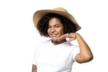 PNG,Girl in a beach hat, isolated on white background