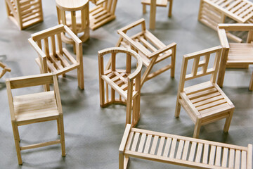 Abstract wooden chairs furniture