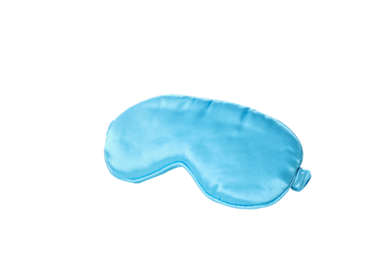 PNG, Silk blue sleep mask, isolated on white background