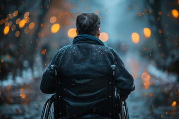 Man in wheelchair observing street