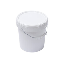 Large plastic paint bucket isolated