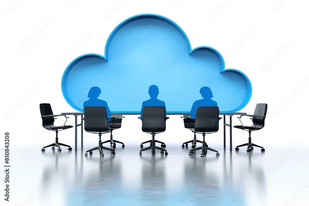 Poster cloud storage software on computer screens file sharing and virtual collaboration via vpn, cloud ser