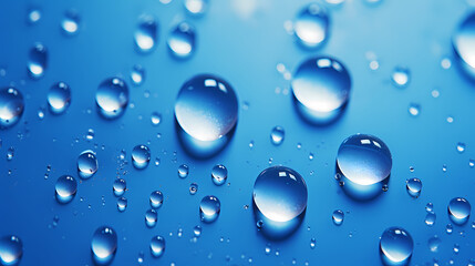 water drops on blue background