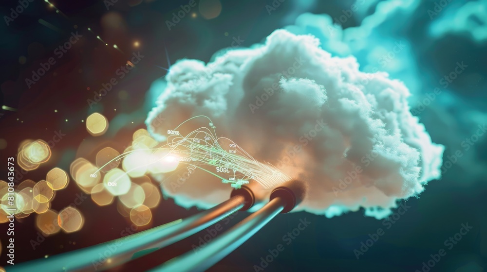 Aufkleber A unique cloud formation with wires extending out. Suitable for technology and connectivity concepts