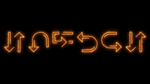 Glowing neon arrows icon saber animation. Arrow loop animation.