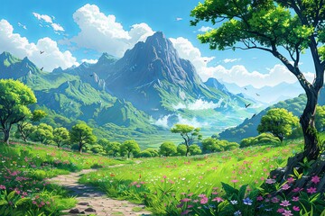 Ethereal Meadow: Serene Botanical Illustrations and Flower Blooms