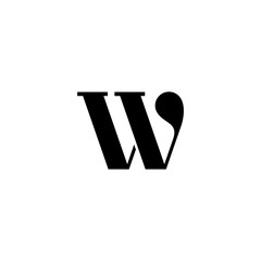 letter W logo design with water in flat classic style black color
