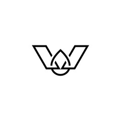 letter W logo template with water in line simple style black color