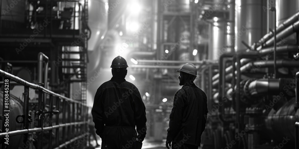 Aufkleber a picture of a couple of men standing next to each other. suitable for various concepts and themes