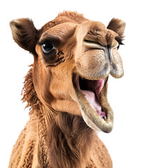 Photo of happy Camel, Isolated on white background