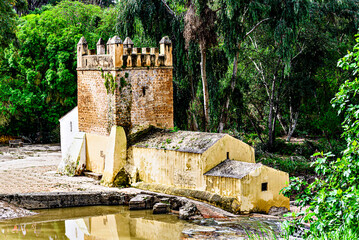 Carob mill next to the banks of the Guadaira, within the Oromana park in Alcala deGuadaira, Seville
