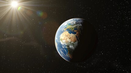 The Earth is bathed in sunlight due to its axial tilt of 23 degrees