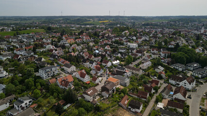 Fly over a Bavarian old city center called Pfaffenhofen
