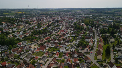 Fly over a Bavarian old city center called Pfaffenhofen