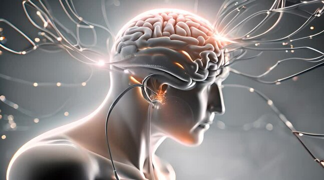 3d mockup of the electrical connections between neurons in the human brain complex circuitry, showcasing neuron communication pathway
