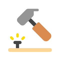 Editable hammer, nail, repair vector icon. Construction, tools, industry. Part of a big icon set family. Perfect for web and app interfaces, presentations, infographics, etc