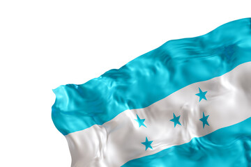 Realistic flag of Honduras with folds, on transparent background. Footer, corner design element. Cut out. Perfect for patriotic themes or national event promotions. Empty, copy space. 3D render