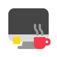 Editable workspace, desktop, computer, coffee vector icon. Remote work, job, profession, freelance. Part of a big icon set family. Perfect for web and app interfaces, presentations, infographics, etc