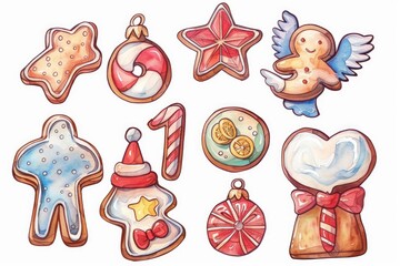 Festive watercolor Christmas cookies perfect for holiday designs