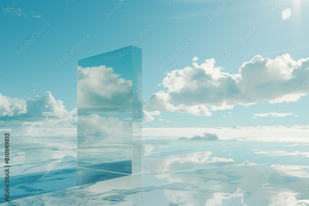 Poster sky and clouds reflected in a mirror. great for abstract backgrounds