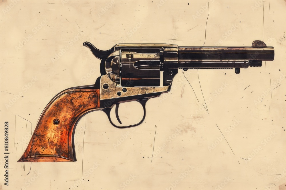 Poster drawing of a revolver, suitable for various projects