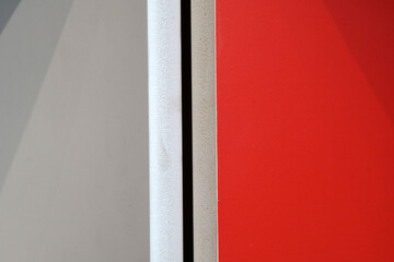 Closeup Macro surface wood table Background Texture - Corner Wood Wall - White and Red Color 