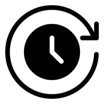 Clock with clockwise icon for back, reset and history