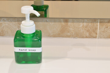 The view of the hand soap bottle offers a convenient and hygienic solution for keeping hands clean