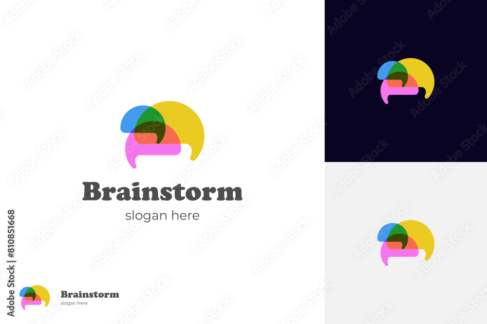 Wall mural multicolor brain idea logo design. brainstorm color vector logo symbol