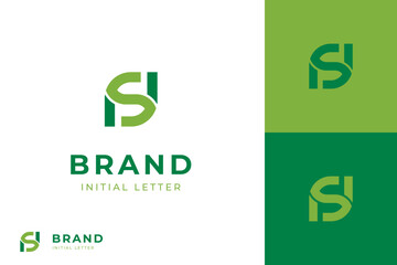 Letter SH, S leaf logo design simple illustration vector template for recycle nature logo symbol