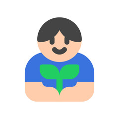 Editable person planting a tree, plant, gardening vector icon. Environment, ecology, eco-friendly. Part of a big icon set family. Perfect for web and app interfaces, presentations, infographics, etc