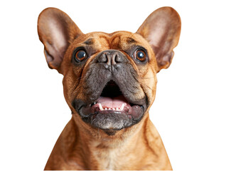 Curious French Bulldog Portrait on transparent background