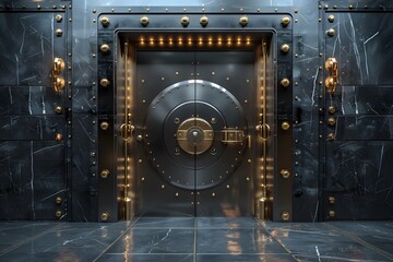 A close up of a metal door with a large metal handle