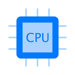 CPU Processor Blue Flat